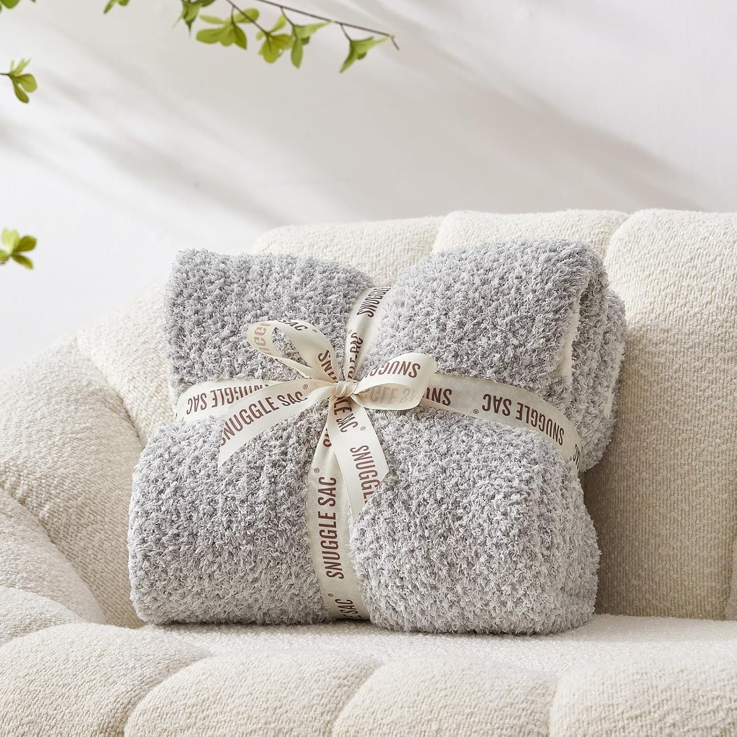 Snuggle Sac Oversized Grey Throw Blankets Twin Size,Super Soft Warm Blankets Cozy Knit Fuzzy Throw Blankets for Sofa, Bed, Heather Grey, 60x80 inches