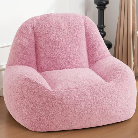 Homguava Bean Bag Chairs for Adults,Giant Beanbag Couch Adult Bean Bag Chair with Filler Included,Modern Lazy Sofa Comfy Chair for Living Room(Soft Pink)