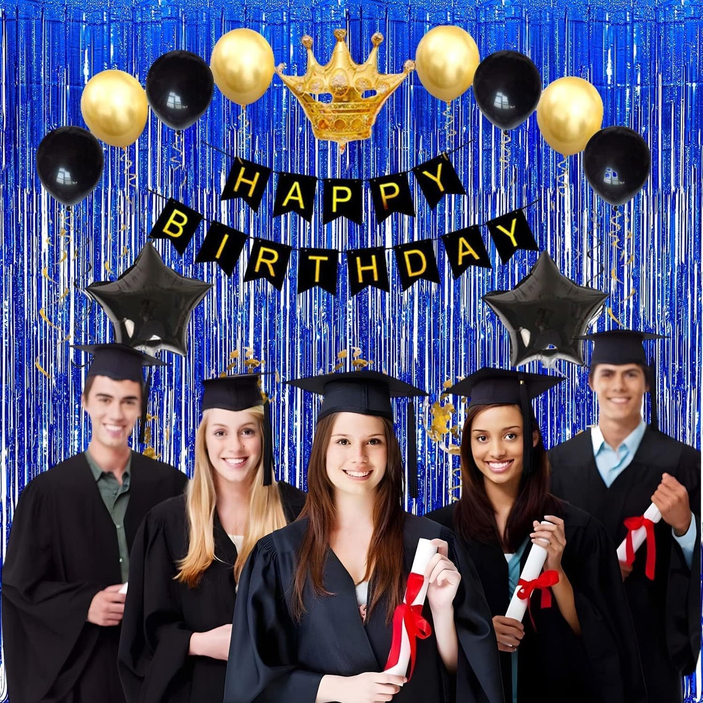 Foil Fringe Curtain 4th of July Decorations - Red Blue Metallic Tinsel Photo Booth Backdrop Party Steamers Curtains for Birthdays Christmas New Years Valentines Bachelorette Parties