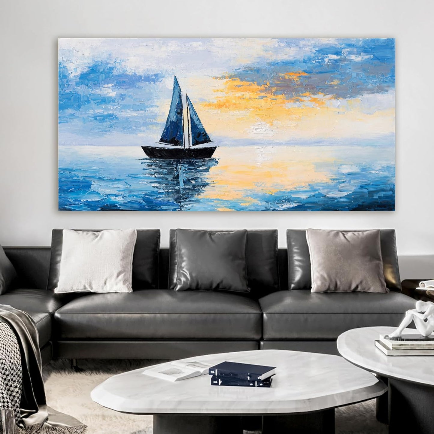 Canvas Wall Art Decor Modern Large Wall Art Pictures for Living Room Blue Coastal Wall Art Prints Landscape Natural Wall Art Decor Artwork for Walls Art Work for Home Office Kitchen Wall Decor 29"x58"
