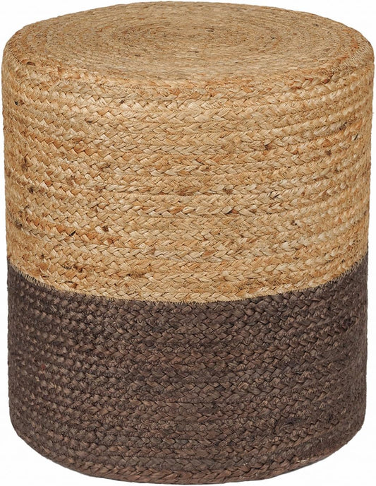 REDEARTH · Cylindrical Pouf Foot Stool Ottoman - Jute Braided Pouffe Poof Accent Sitting Footrest for The Living Room, Bedroom, Nursery, Patio, Lounge & Other Rooms (14.5”x14.5”x16”; Natural Acorn)