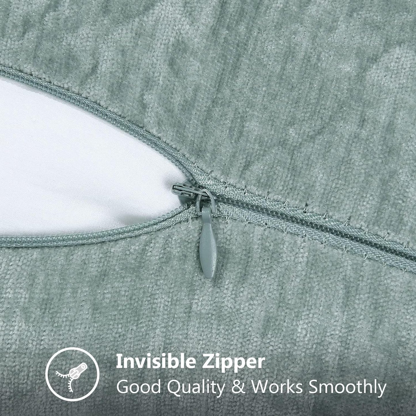 decorUhome Chenille Soft Throw Pillow Covers 22x22 Set of 2, Farmhouse Velvet Neutral Decorative Euro Pillow Covers with Stitched Edge for Couch Sofa Bed Home Decor, Aqua Haze