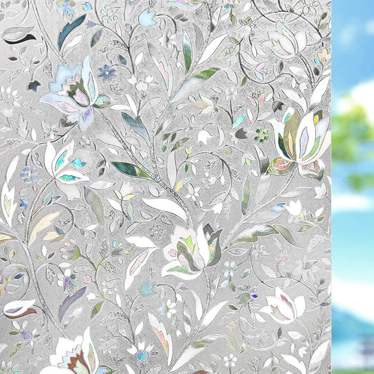 Kromapolis Window Film, Window Privacy Film, Window Vinyl Glass Covering, Stained Glass Decorative Film, Window Film Privacy Frosted, Static Window Clings, Non-Adhesive, No-Glue (11.8 x 78.7 inch)