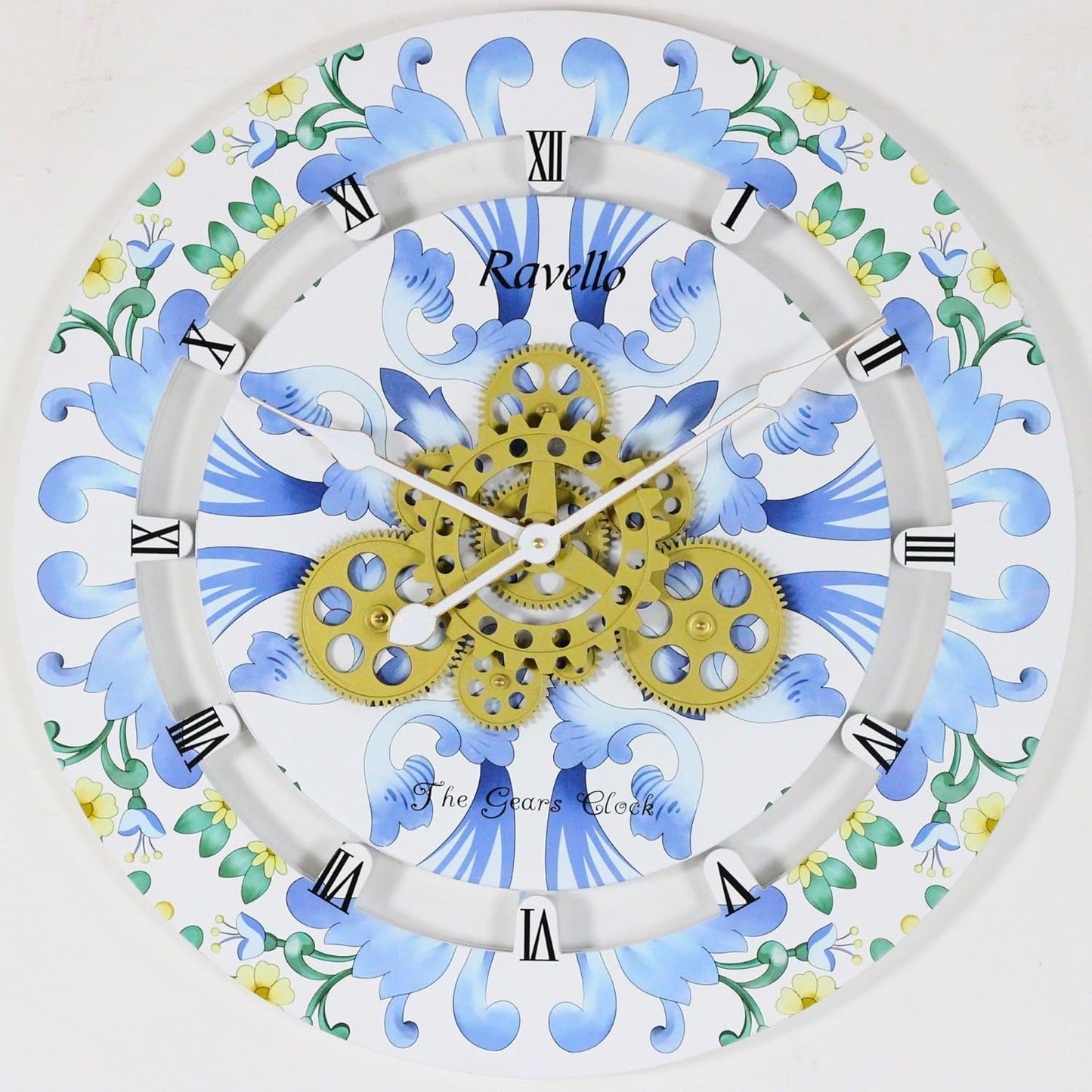 The Gears Clock Wall Clock Italy Collection with Moving Gears (Ravello, 24 inch Round)