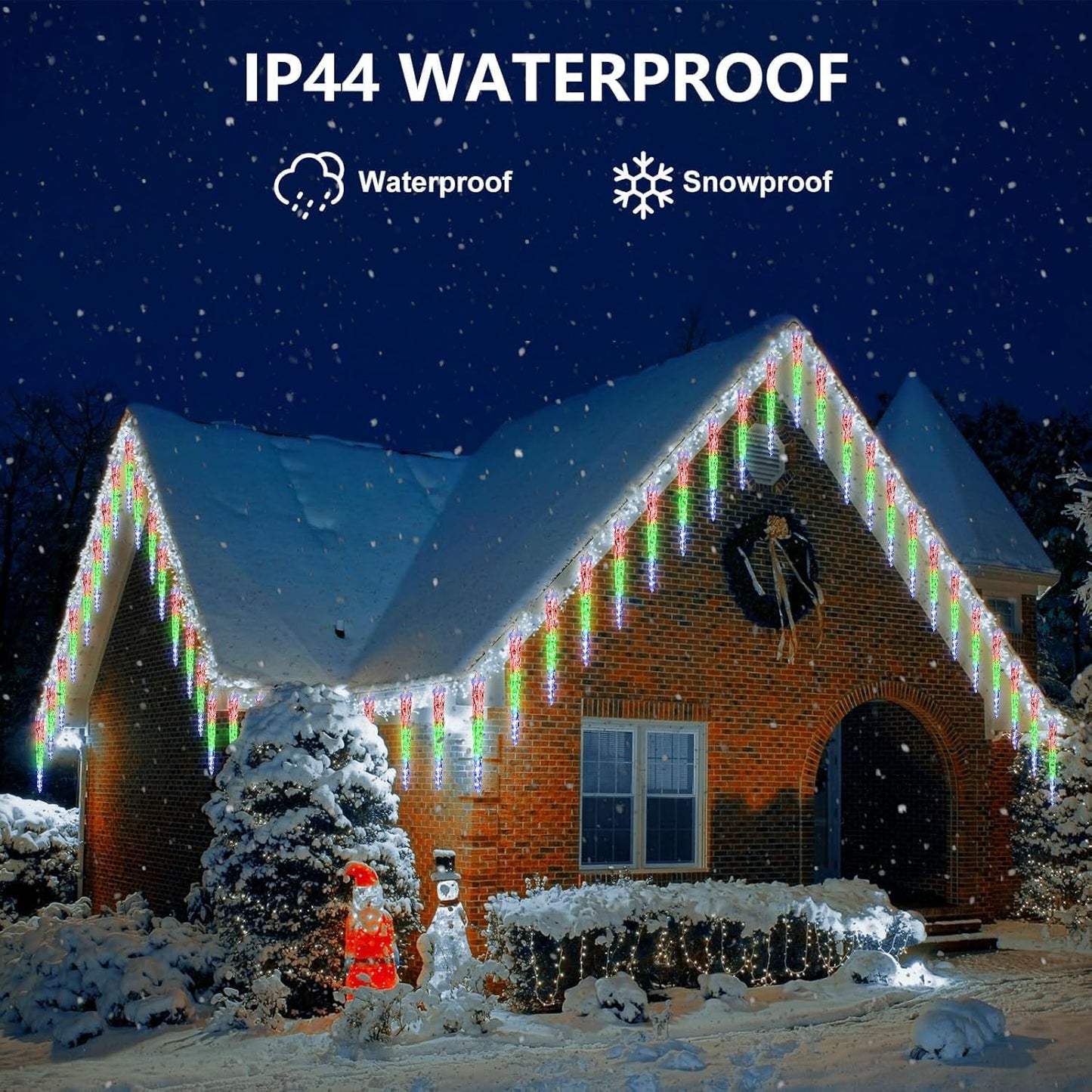 Color Changing Icicle Lights Outdoor 32.8FT 20 Tubes 100 LED Smart Christmas Lights, 39 Color Modes Waterproof Connectable Icicle Indoor Decoration for Tree Patio Roof Holiday, Smart