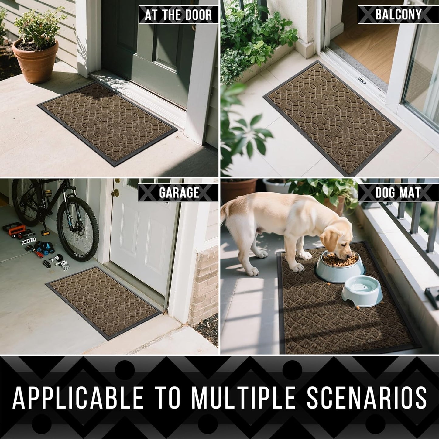 Yimobra Front Door Mats Outside Entrance, 36x24 All-Season Waterproof Welcome Matt Outdoor, All-Weather Non-Slip Doormat, Non Slip Porch Patio Indoor Entrance Mat, Brown