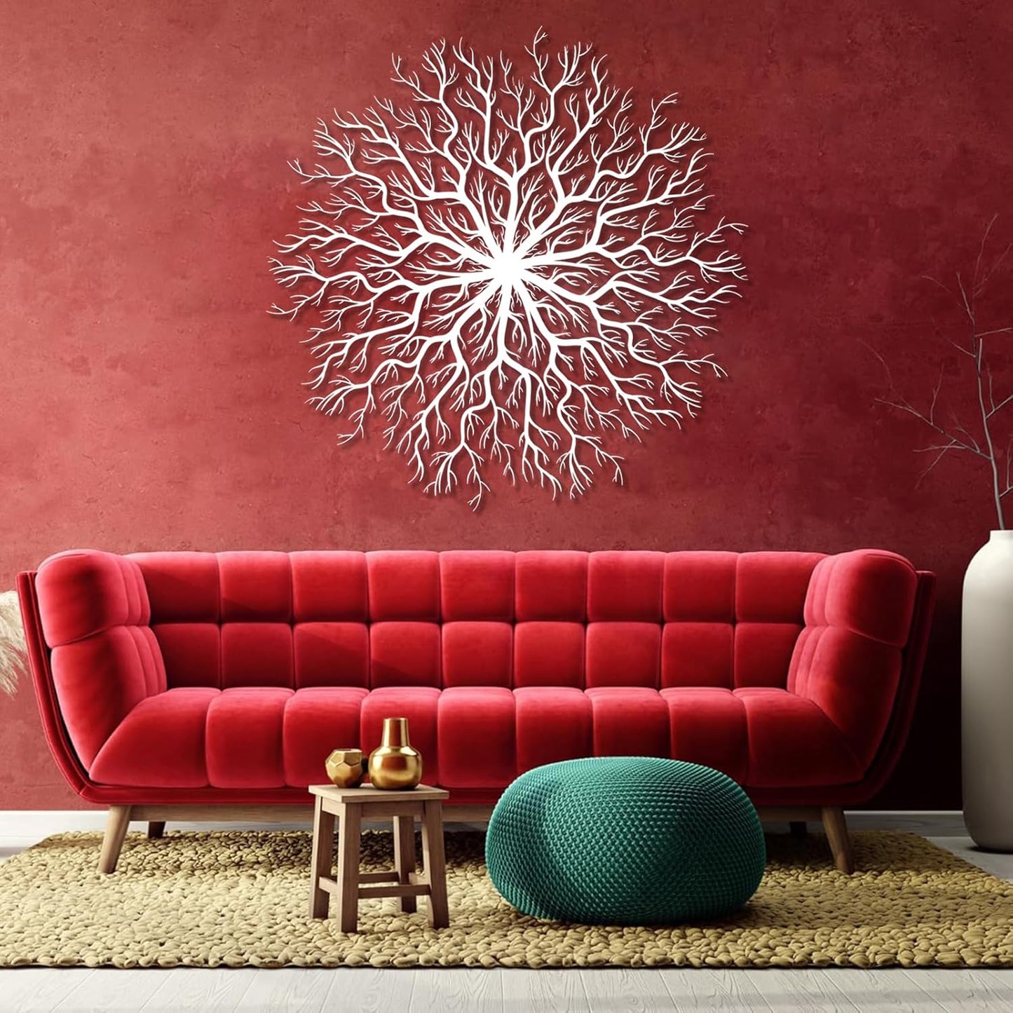Tree of Life Metal Wall Art, Metal Tree Wall Art, Large Round Sculpture, Round Branch Wall Decor, Large Branch Artwork, Nature Sign, Wall Decor for Living Room, Housewarming Gift (Black, 35"x35"|90x90cm)