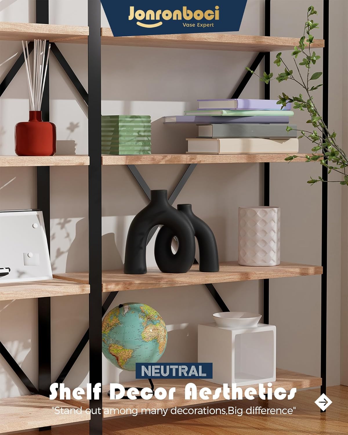 Matte Black Vase Set - Hug Hollow Donut Aesthetic Ceramic Vases Home Decor, Modern Nordic Minimalist Decorative Vase for Table Centerpiece Bookshelf Office Entryway Console Fireplace (Black)