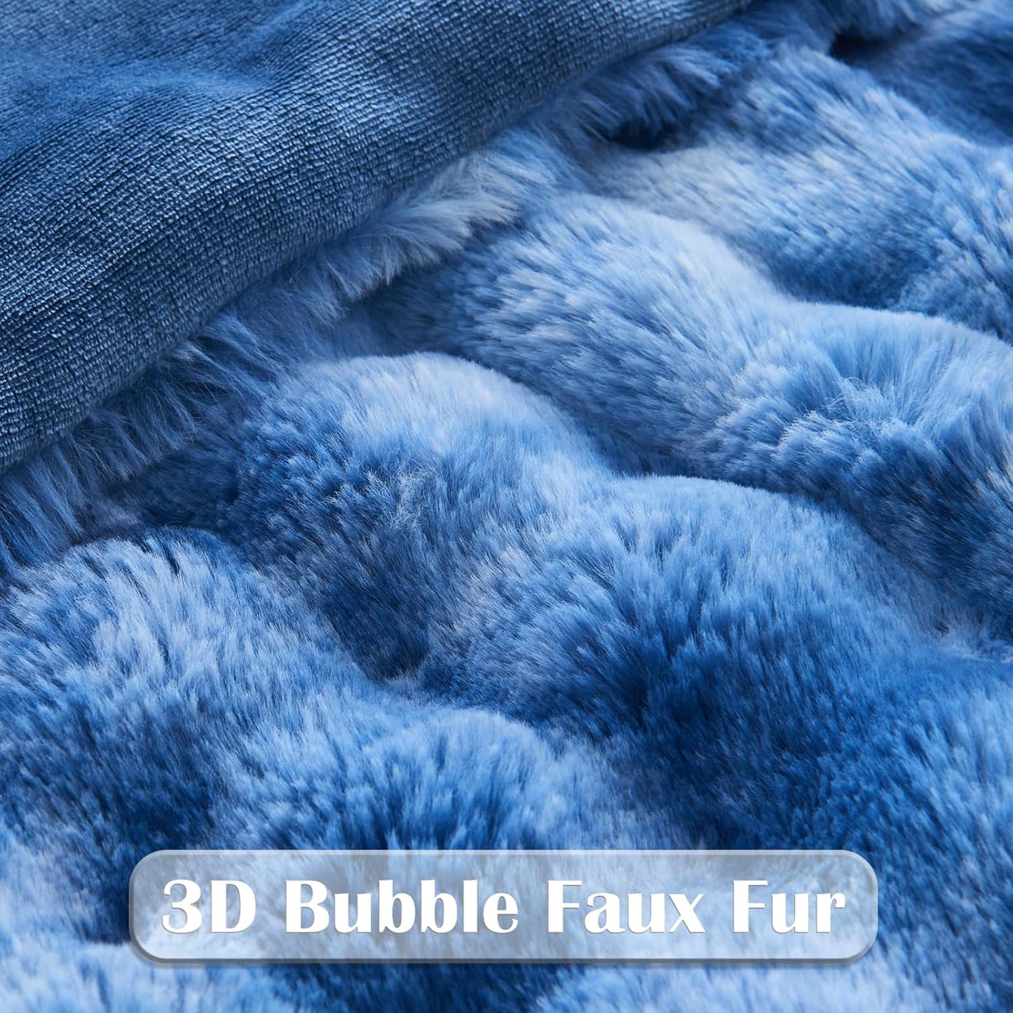 NEWCOSPLAY Faux Fur Throw Blanket Indigo Luxury Fluffy Thick Warm Bubble Blanket for Couch Sofa Bed 700GSM (Indigo, Throw(50"x60"))