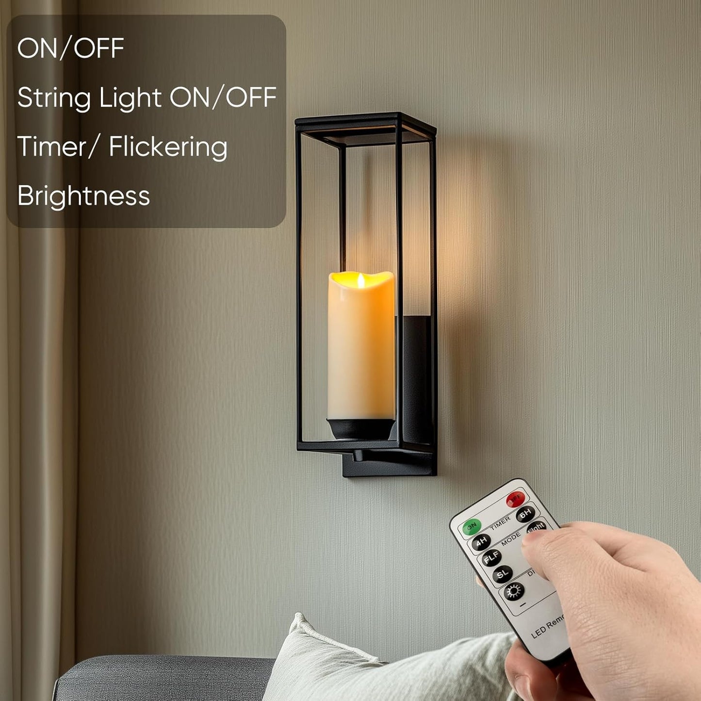 Homemory 4"x9" Outdoor Waterproof Flameless Candles with Timers and Remote Control, Battery Operated Candles, LED Plastic Candles, Dark Ivory, Set of 2