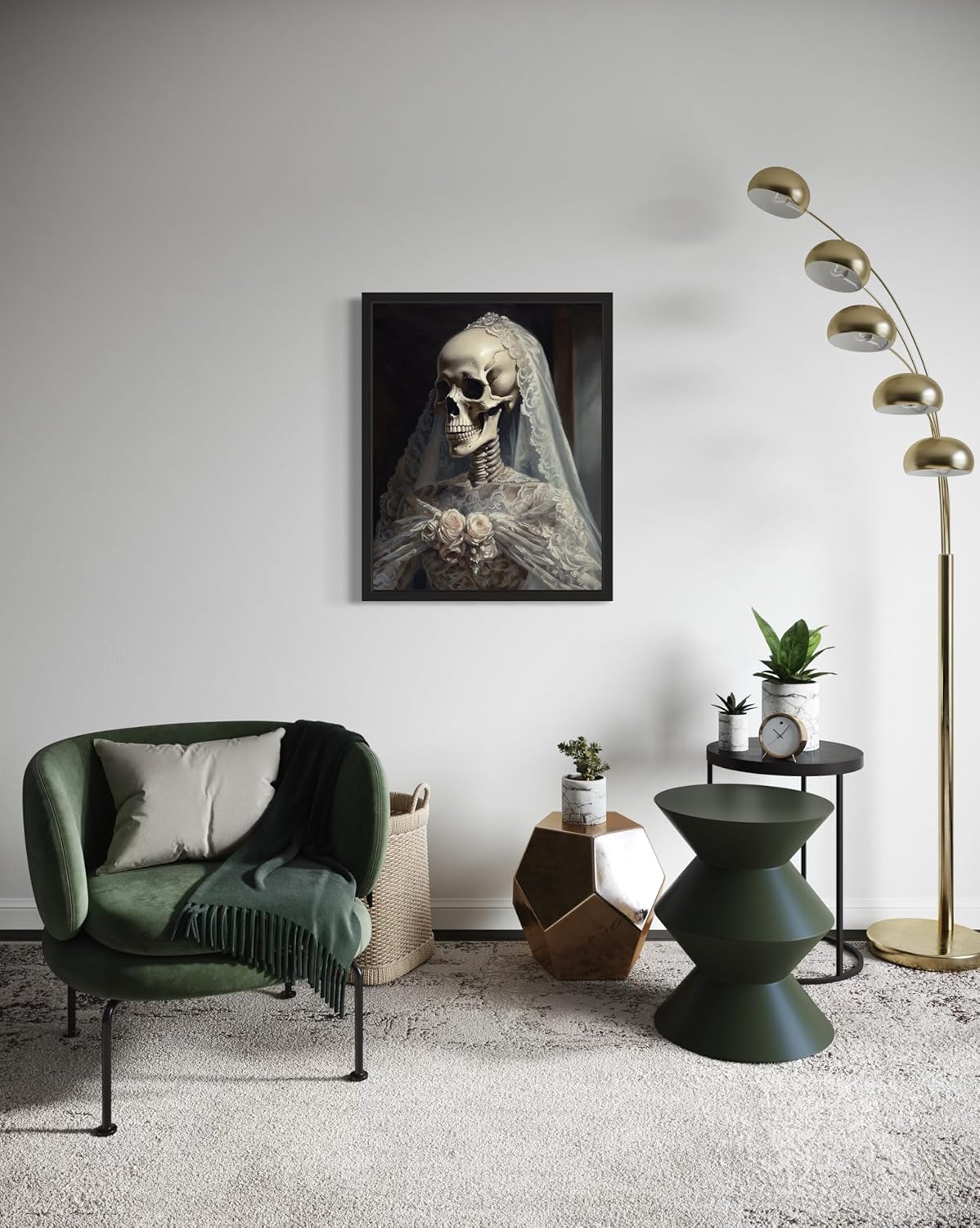 Skull Gown Poster Art Print, Halloween Scary Vintage Wall Art Academia Spooky Painting Decoration for Horror Prints, Gothic Posters Bedroom Decor 89 (Skull Gown, 8 x 10 inches, Unframed)