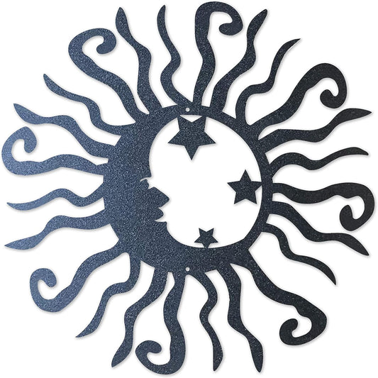 Riverside Designs Wacky Solar Moon Metal Wall Art Steel Outdoor Decor | Heavy-Duty and Waterproof | Made in USA (Black, 36L x 36W)