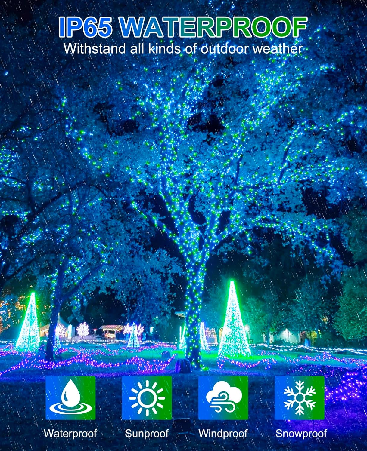 80FT 240 LED Christmas Lights Outdoor, Plug in Christmas Tree Lights with Waterproof 8 Modes, Connectable Green Wire String Twinkle Light for Indoor Home Garden Party Holiday Decorations, Blue Green