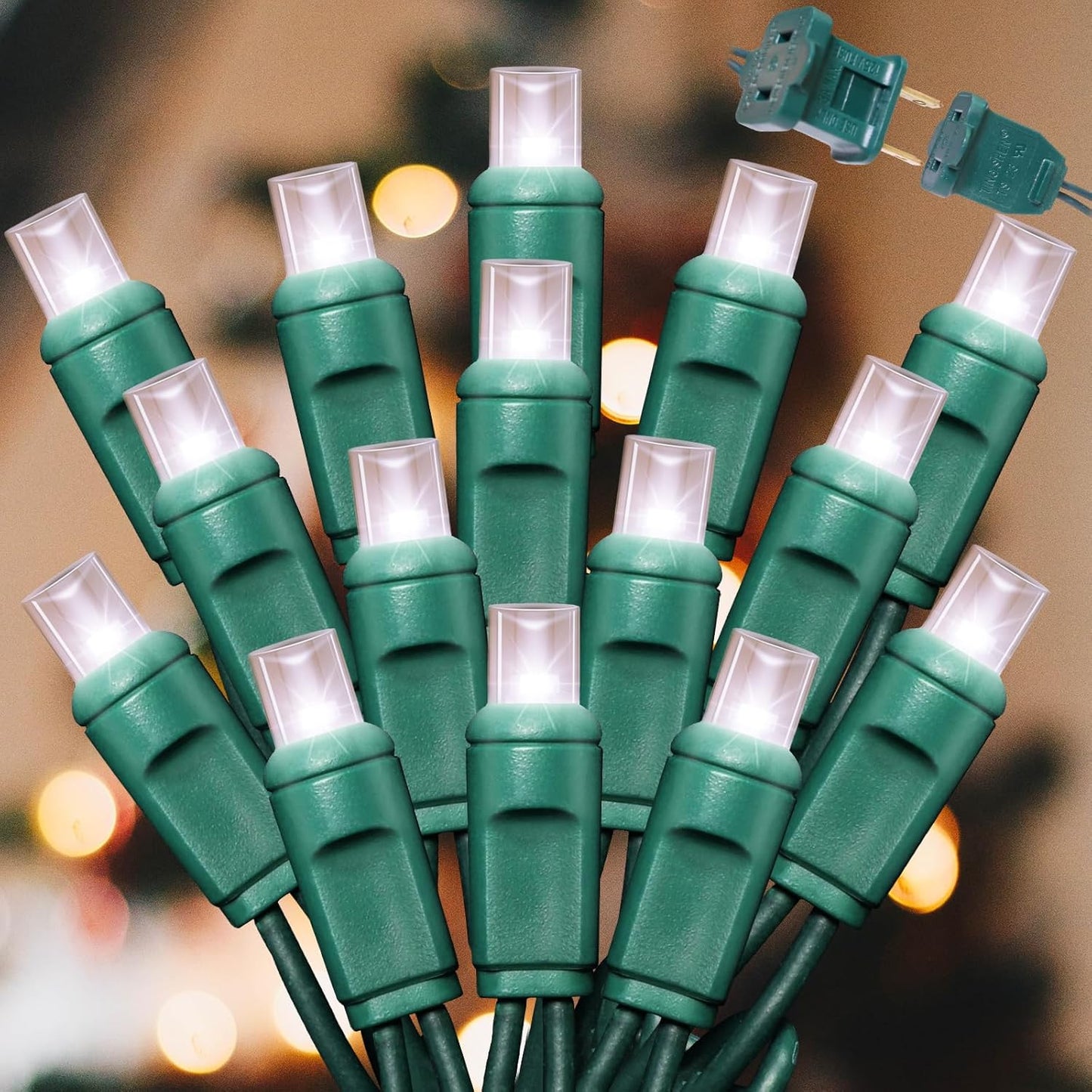 200LED (4pk of 50L) String Lights, LED Christmas Lights, 6" SPACING,Green Wire,White