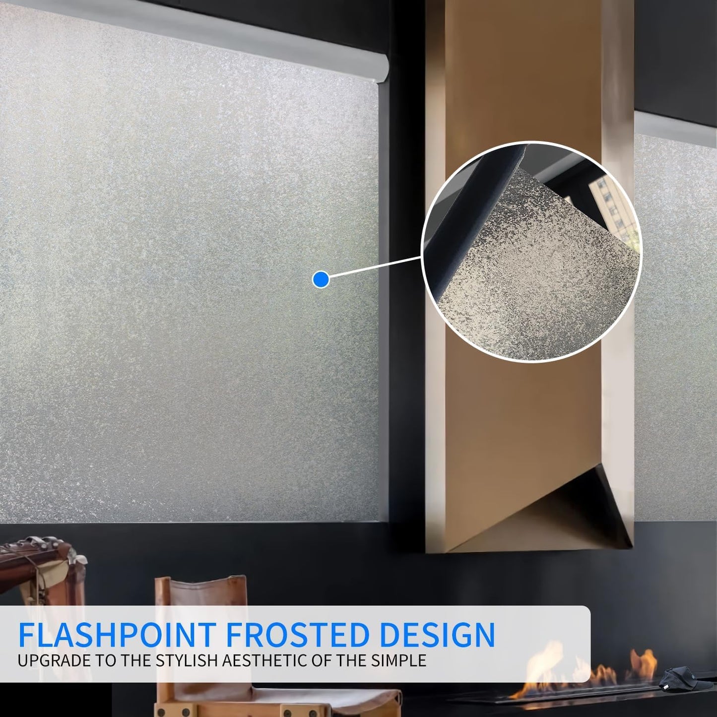 Window Film Privacy Day and Night with Installation Tools, Static Cling Glass Film Ideal for Home Shower Office Glass Door (Flash Diamond, 23.6 x 196.9 Inch)