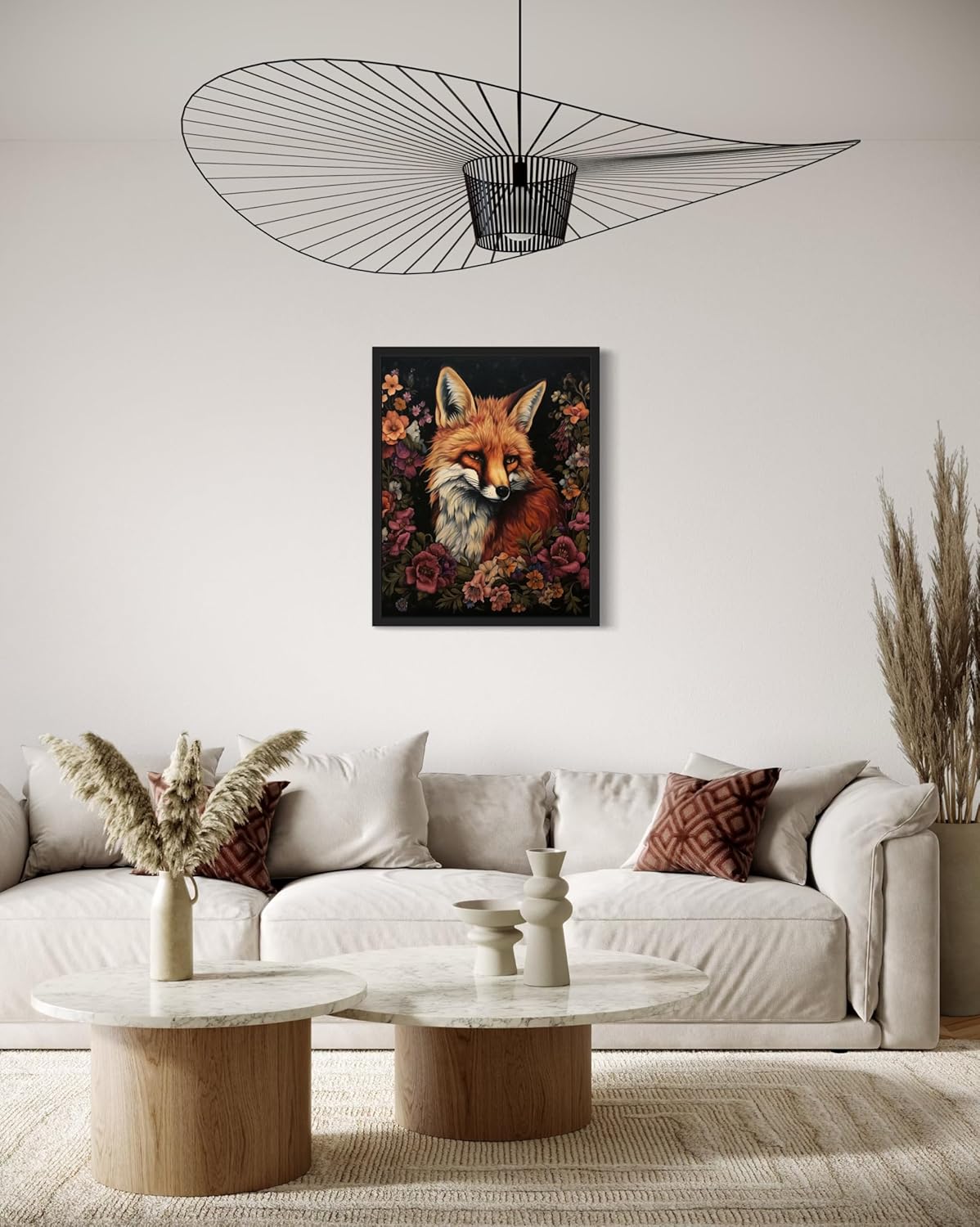 Fox and Flower Poster Art Print, Halloween Scary Vintage Wall Art Academia Spooky Painting Decoration for Horror Prints, Gothic Posters Bedroom Decor 89 (Fox and Flower, 11 x 14 inches, Unframed)