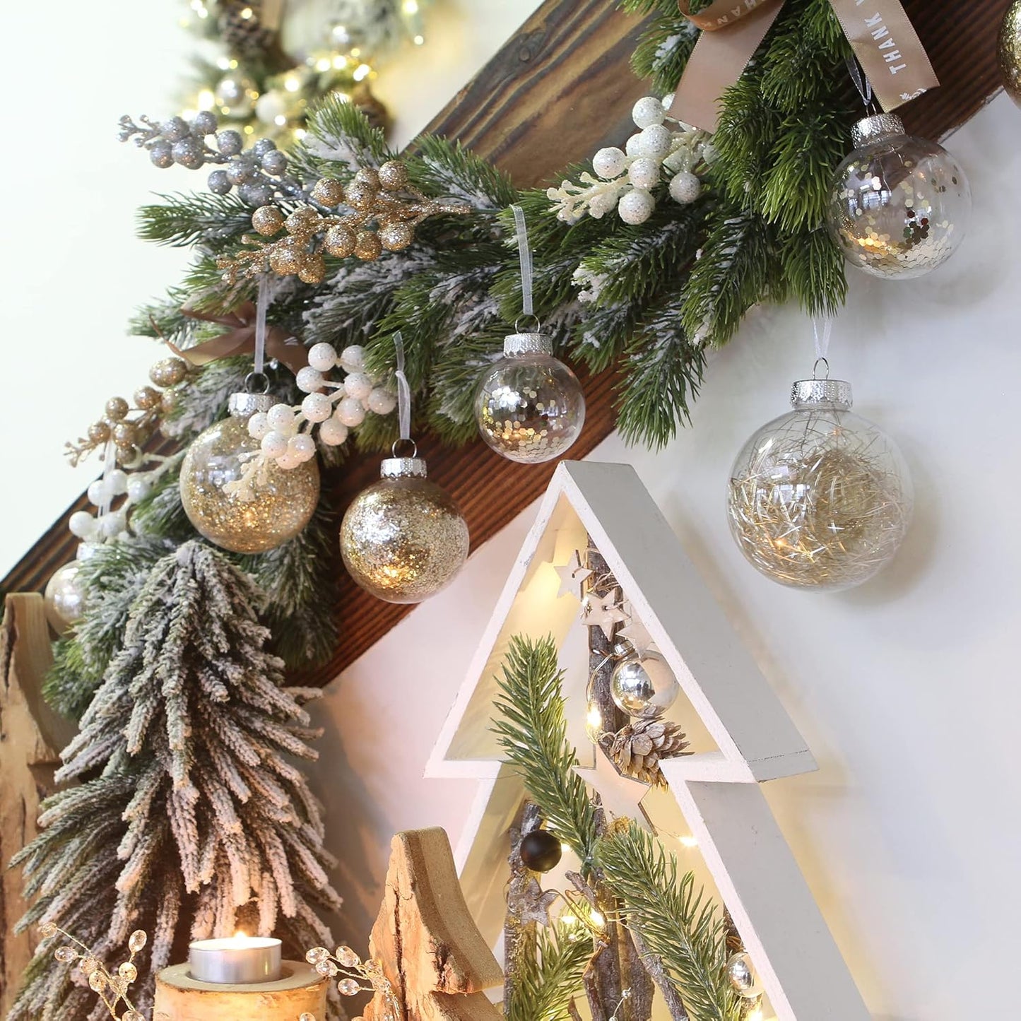 Sea Team 60 mm/2.36 Inch Set of Colourful and Sparkling Painted Ornaments and Hanging Baubles for Christmas Tree – 30 Pieces