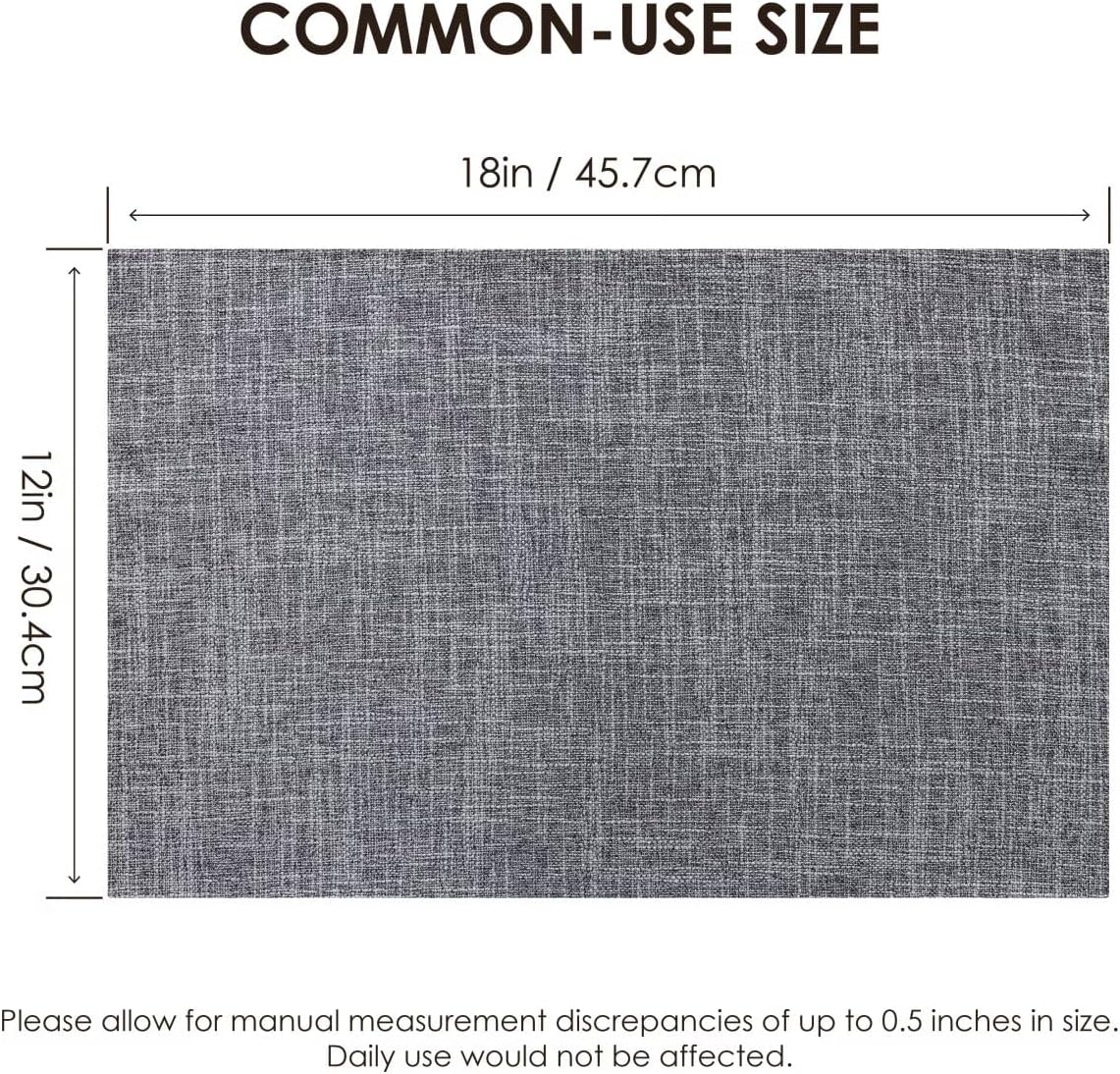 Placemats Set of 4, Bilayer Thickened Linen Place Mats Heat Resistant Machine Washable Wrinkle Free Carefully Selected Polyester Mats for Kitchen/Dining/Coffee Table (Light Grey)