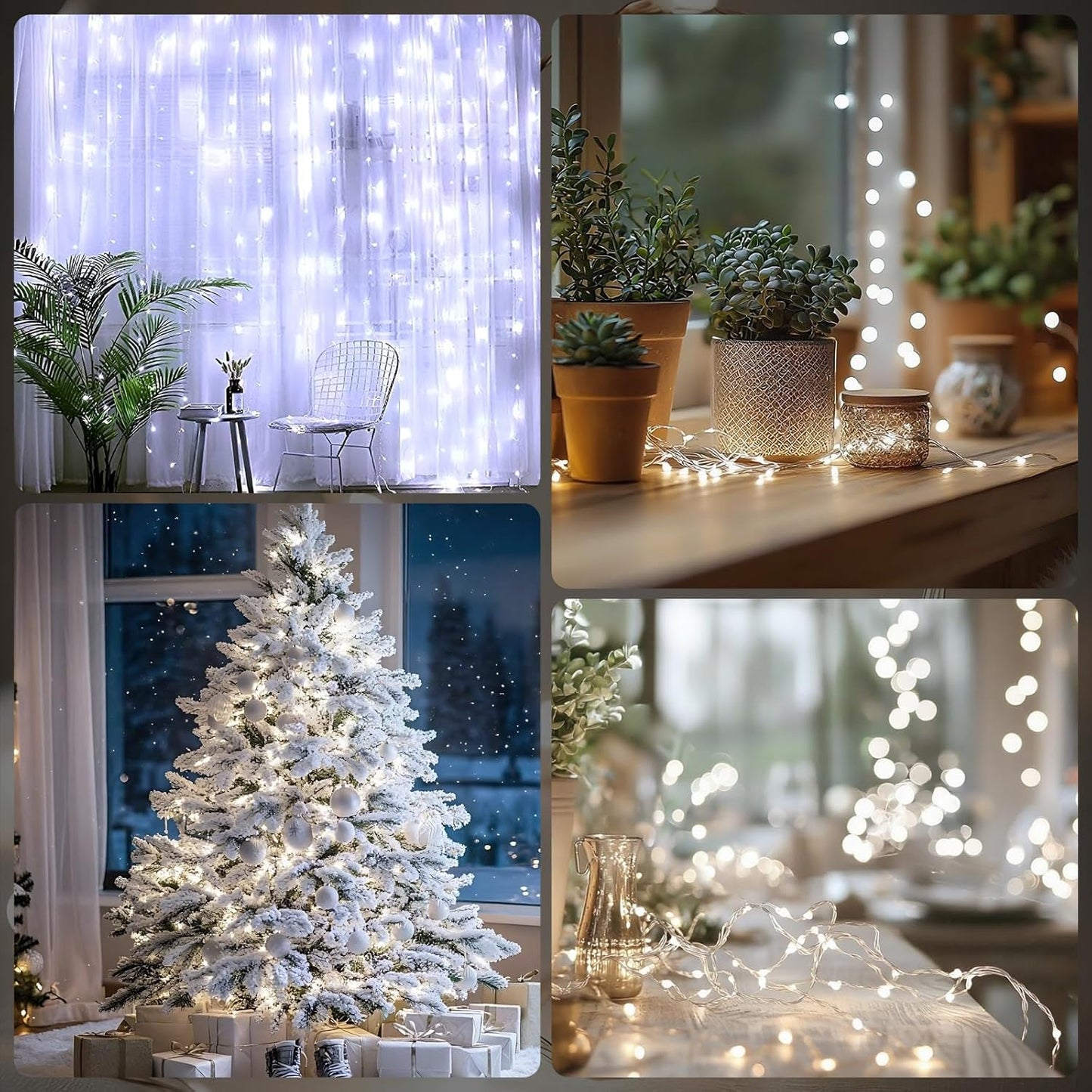 Fairy Lights Battery Operated String Lights 16.4ft 50LED Flashing and Constant Light Waterproof Silver Wire for Christmas DIY Party Bedroom Wedding (White, 8 Pack)
