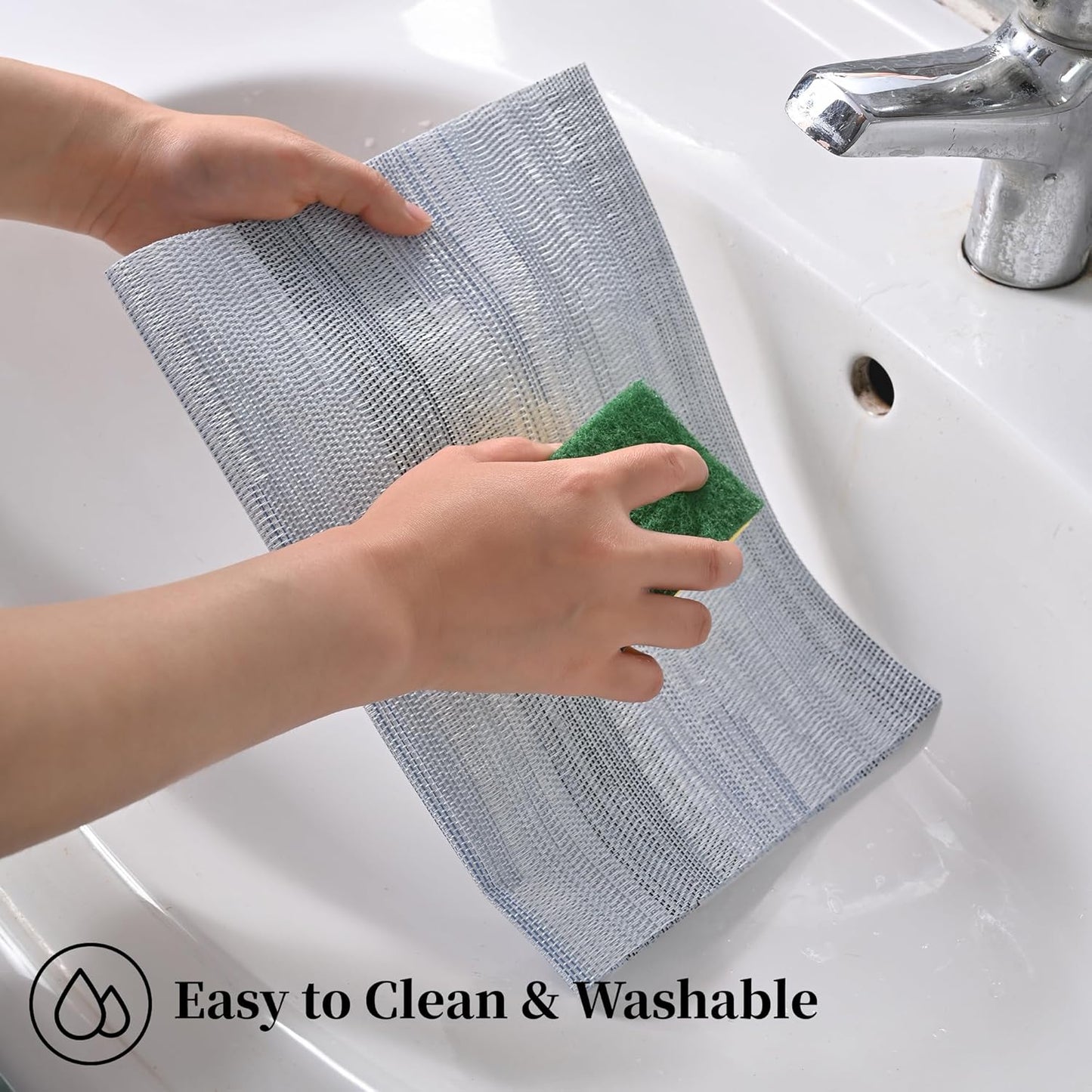 Leetaltree LightSteel Blue Placemats Set of 12 - Heat Resistant Non-Slip Place mats for Dining Table, Washable Durable PVC Vinyl Woven Table Mats（LightSteel Blue, 12）