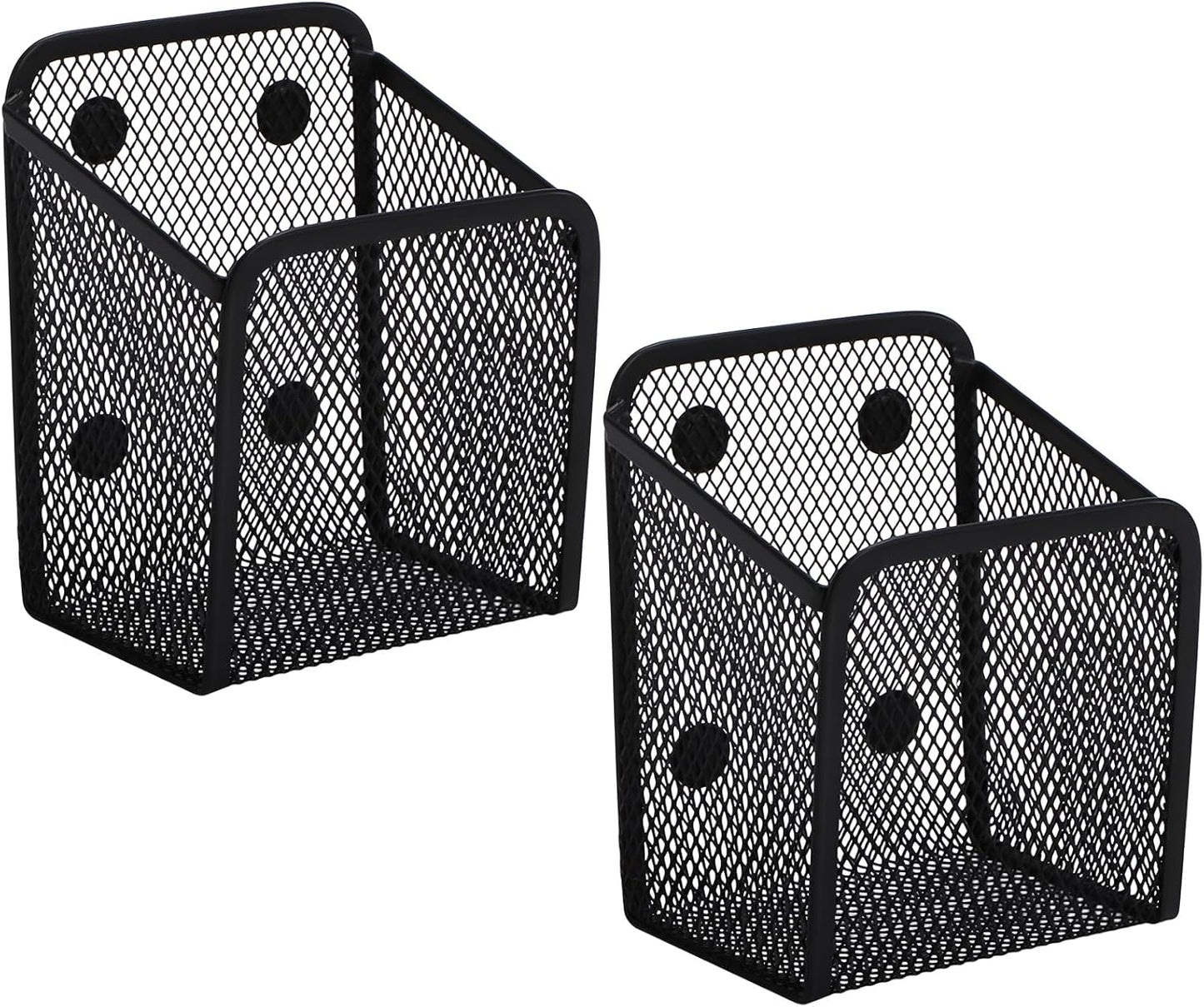 Black Small Magnetic Basket Set of 2, Refrigerator Basket, Magnetic Baskets Heavy Duty, Magnetic Storage for Locker Organizer Holder for Whiteboard Office, 3.7"x2.7"x4.8"