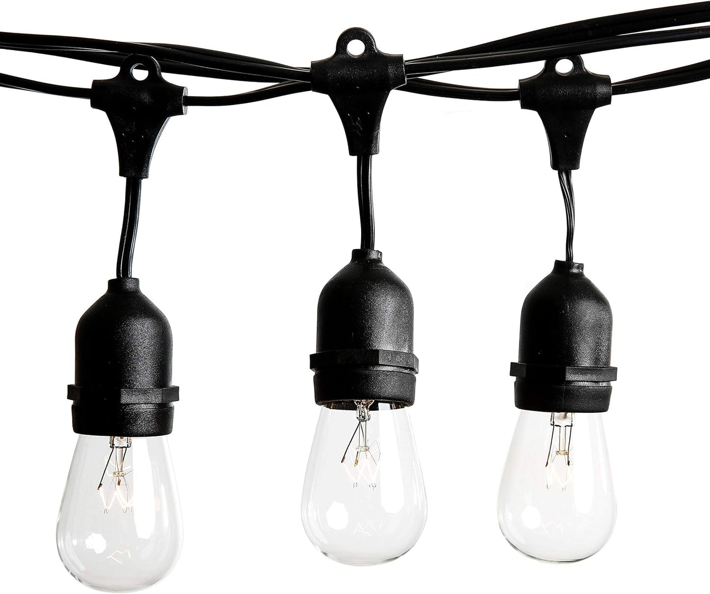 Hometown Evolution, Inc. 24 Foot E26 Outdoor Commercial String Lights with Suspended Socket for Weatherproof Heavy Duty Vintage Outside Lighting - Set of 12 S14 Clear Bulbs