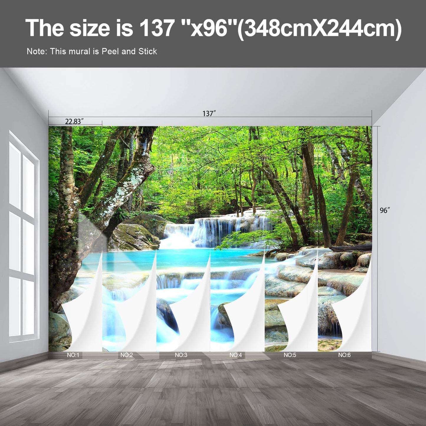 Forest Landscape Wall murals Woodland Tree Peel and Stick Wallpaper for Bedroom Living Room - 96"x137"