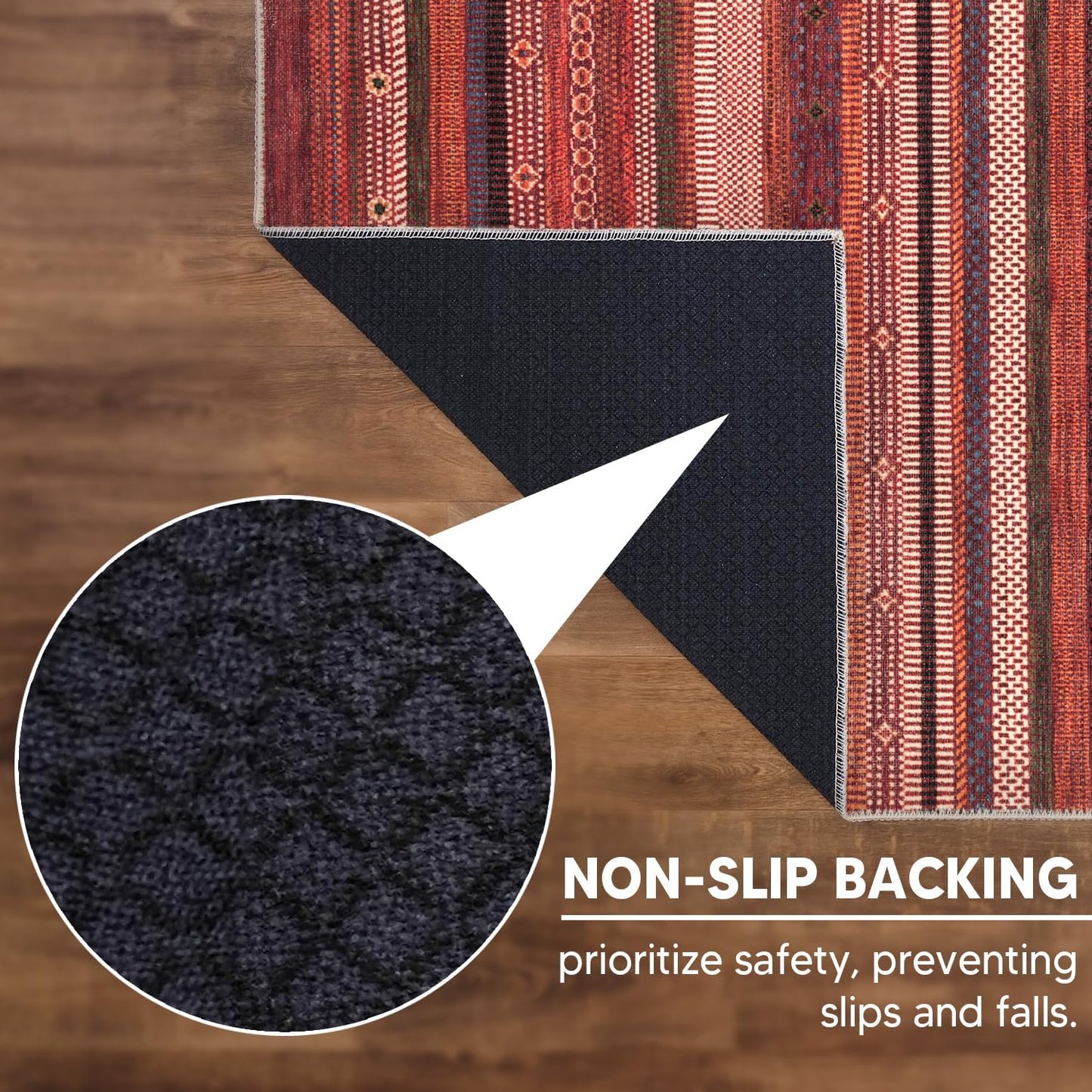 Keen Home Design 6x9 Rug - Machine Washable Area Rug with Non-Slip Backing, Ideal for Living Room, Dining Room, Bedroom - Vintage, Easy Clean, Durable, Low Pile Rug - (6' x 9')