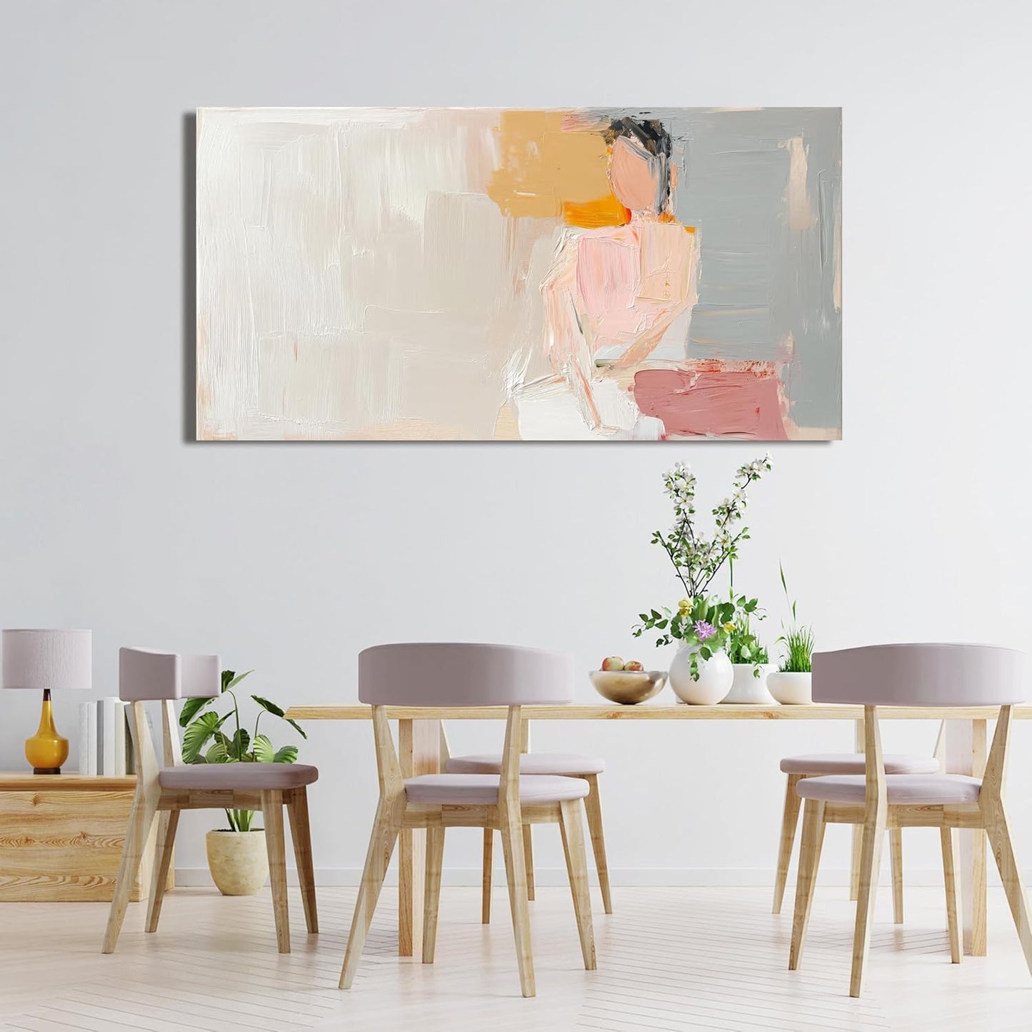 AIXMGSJS Abstract Canvas Wall Art Decor, 20"x40", Pink, Wrapped Canvas, Wall Hanging Decor, Living Room, Bedroom, Dining Room, Guest Room, Home Office