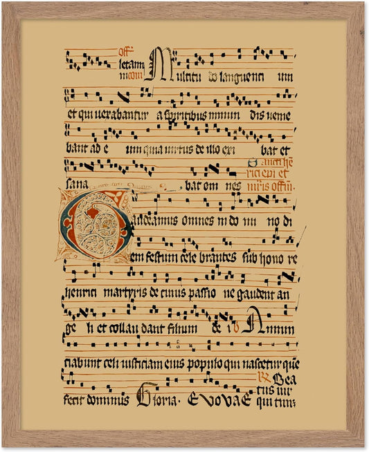 Poster Master Vintage Hymnal Poster - Retro Music Print - Gift for Artist, Friend - Graduale Aboense, Gregorian Chant Manuscript, Score - Wall Decor for Living Room, Bedroom, 16x20 Beige Framed