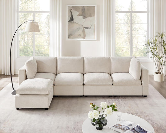 Modular Sectional Sofa, Convertible Sofa Couch Modular Sofa with Ottoman, Sectional Sofas for Living Room Small Apartments