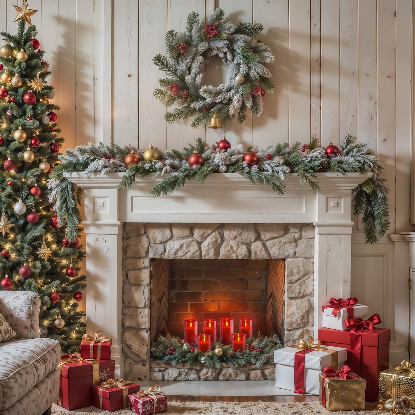 Homemory Red Glass Flameless Candles, Battery Operated LED Pillar Candles with Remote Control and Timer, Radiance Candles, Real Wax, Set of 3,D3 xH4 5" 6"