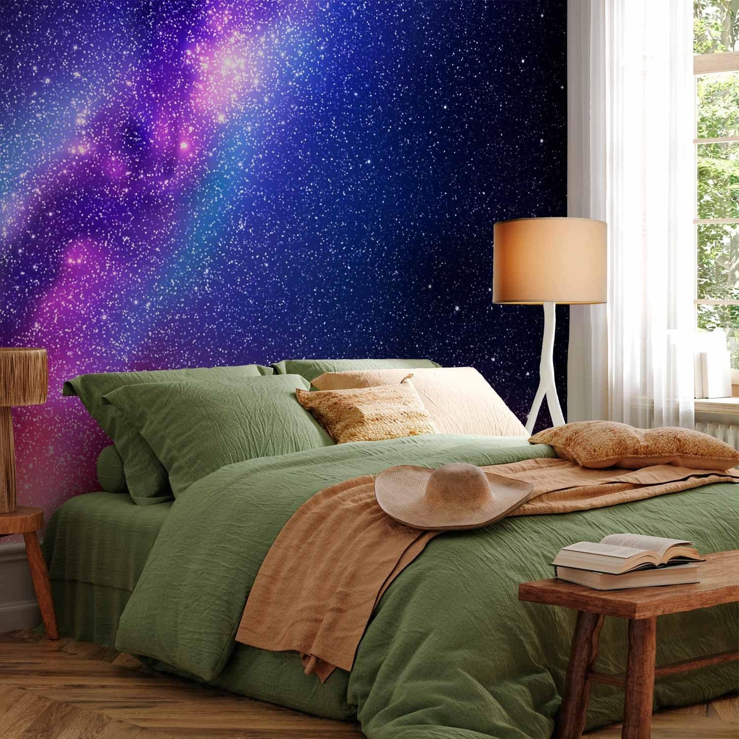 artgeist Premium Wall Mural Galaxy 138x101 in - XXL Non-Woven Wallpaper Fleece Wall Decor Photo Print Picture Image Abstract Space Sky Star Cloud Violet f-C-0487-a-a