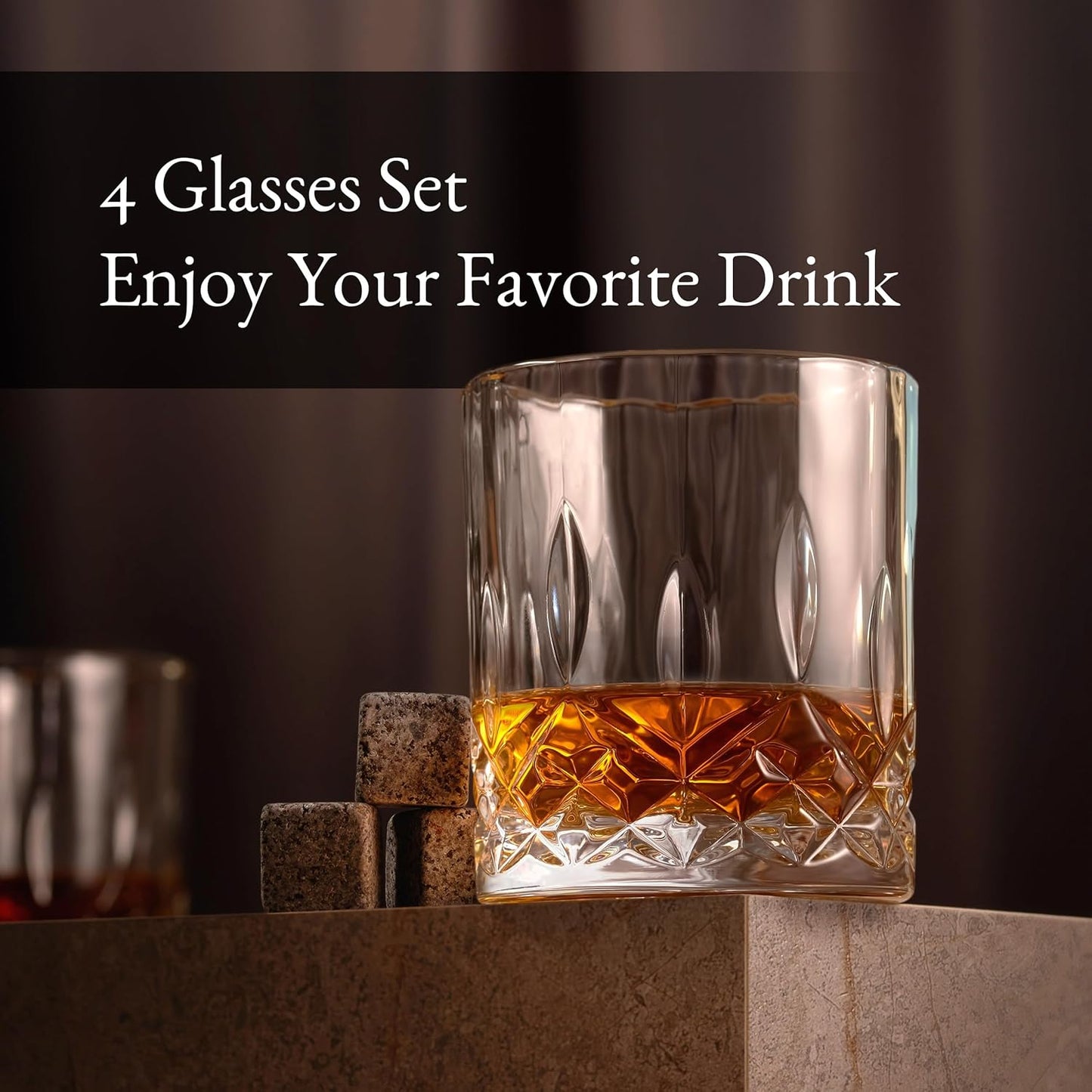 Luxury Gift For Men - Best Dad Ever - Unique Engraved Whiskey Decanter Set For Beloved Dad Christmas or Birthday Gift – 4 Whiskey Glasses And Decanter Set Is a Great Gift Idea for Whisky, Bourbon