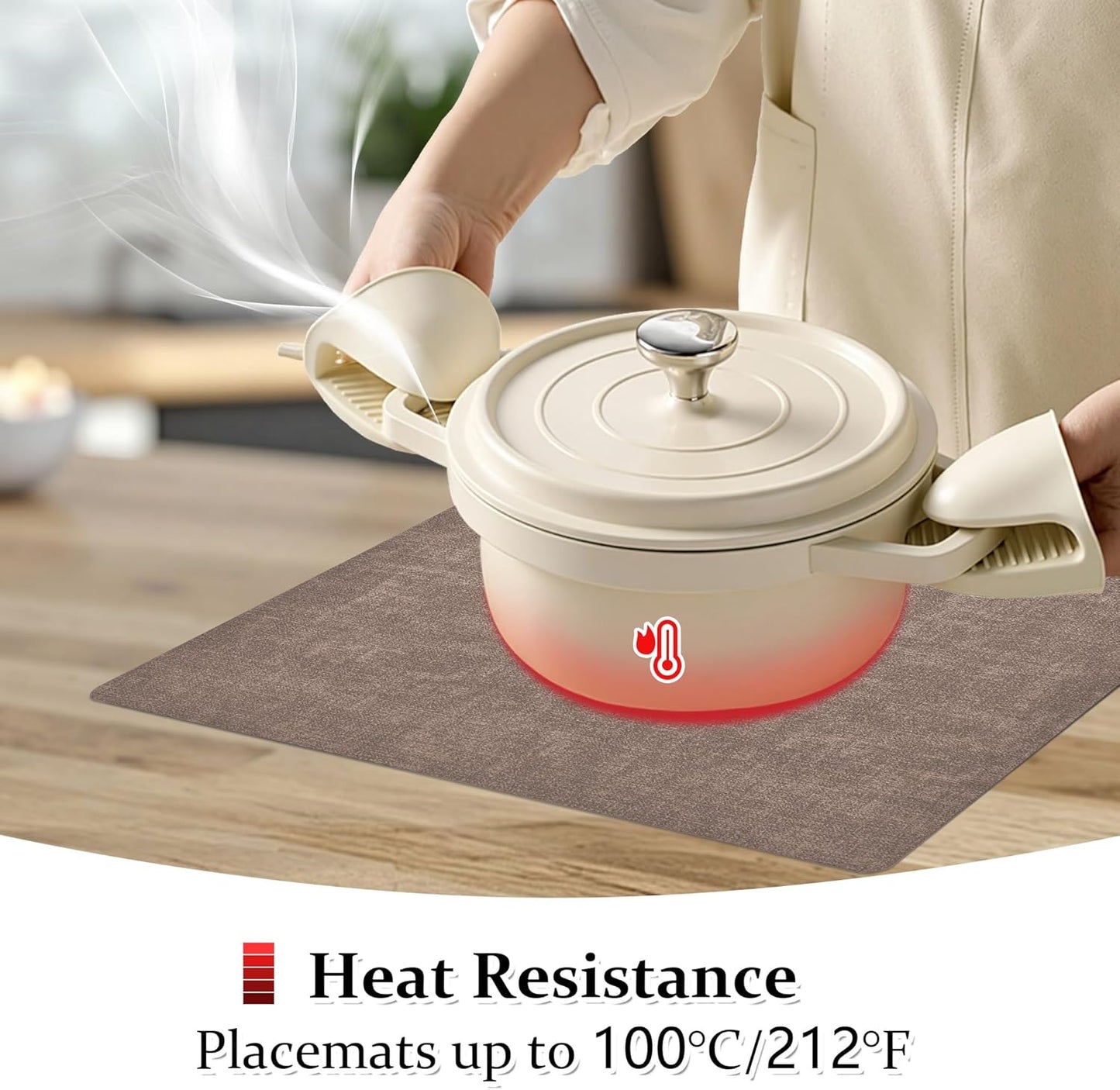 FROMHEART Faux Leather Placemats Set of 8–Waterproof,Heat/Oil Stain-Resistant PU Table Mat–Reversible,Non-Slip,Easy to Clean Place Mats for Kitchen,Dining,Indoor/Outdoor,(Dark Coffee,11.8" x 17")