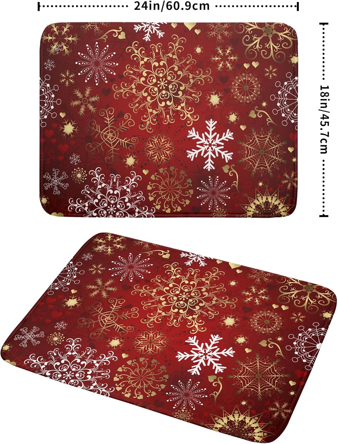 Red Snowflake Dish Drying Mat for Kitchen Counter Holiday Super Absorbent Reversible Microfiber Kitchen Countertop Protector Dishes Pad Large 18x24 inch