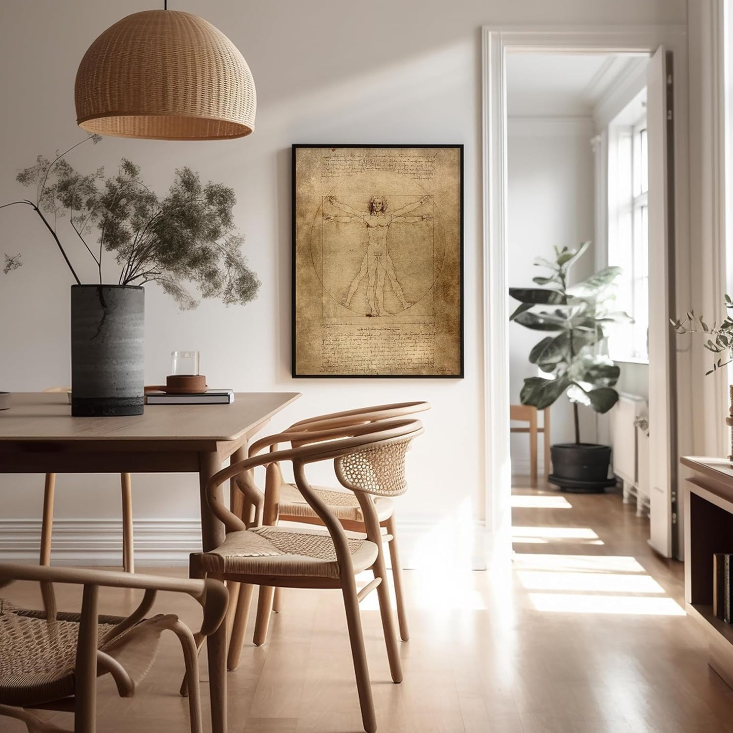 Poster Master Vintage Leonardo Da Vinci Poster - Retro Vitruvian Man Print - Drawing Art - Renaissance Art - Gift for Men & Women - Decor for Living Room, Bedroom or Office - 11x14 UNFRAMED Wall Art