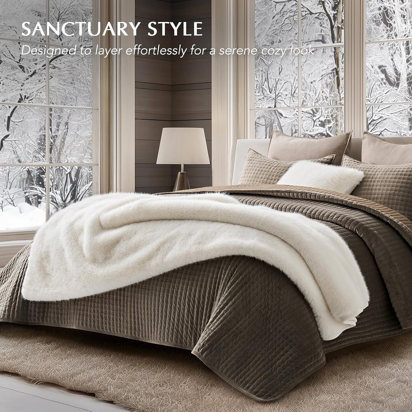 Luxury Faux Fur Throw Blanket, Soft Fluffy Faux Mink Blankets for Bed, Couch, Sofa, Thick Cozy Plush Warm Fur Throws with Reversible Velvet, Ivory Mink, 60"x80"