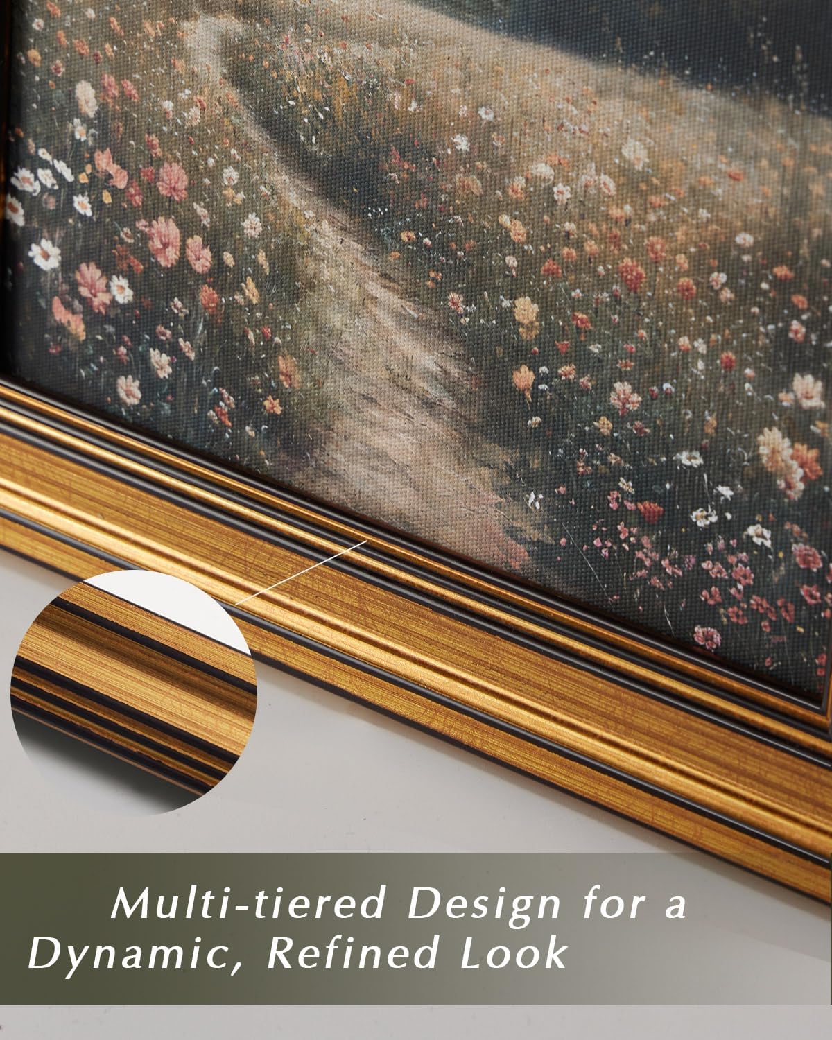 HUARCEY Gold Framed Vintage Wall Art Canvas Prints Gothic Room Decor Vintage Rabbit Lady Wall Decor, Aesthetic Dark Academia Halloween Pictures Oil Painting Goth Decorations 8x10in