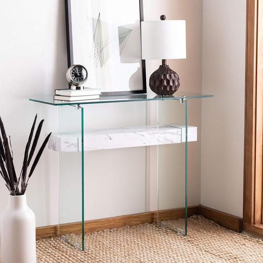 Safavieh Home Kayley Glass and White Marble Console Table (CNS7001E)
