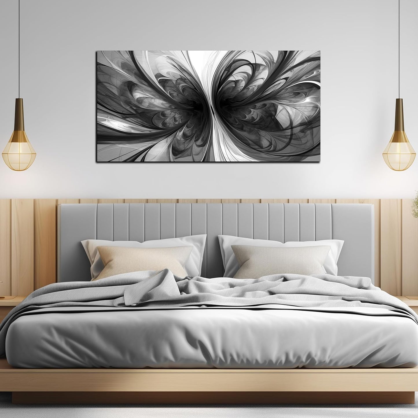 Black and White Pictures for Wall Abstract Art Wall Decor for Living Room Bedroom Office Wall Art 24 x 48 Inch