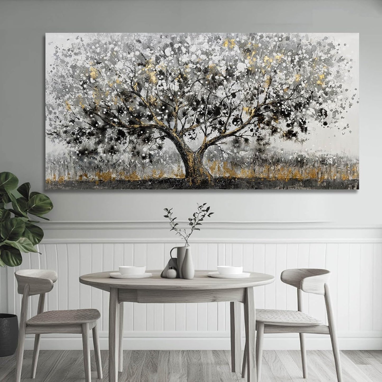 SDYA Black and White Canvas Pictures Landscape Art Poster 24"x48" Large Dining Room Wall Art Bedroom Pictures Wall Decor Over Bed