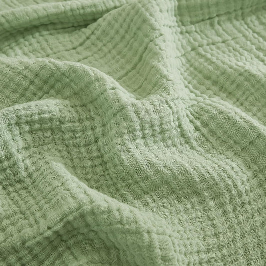 EMME Cotton Throw Blanket for Couch Soft Airy Muslin Bed Blankets Lightweight Breathable Blanket All Season Gauze Blanket, Sage Green