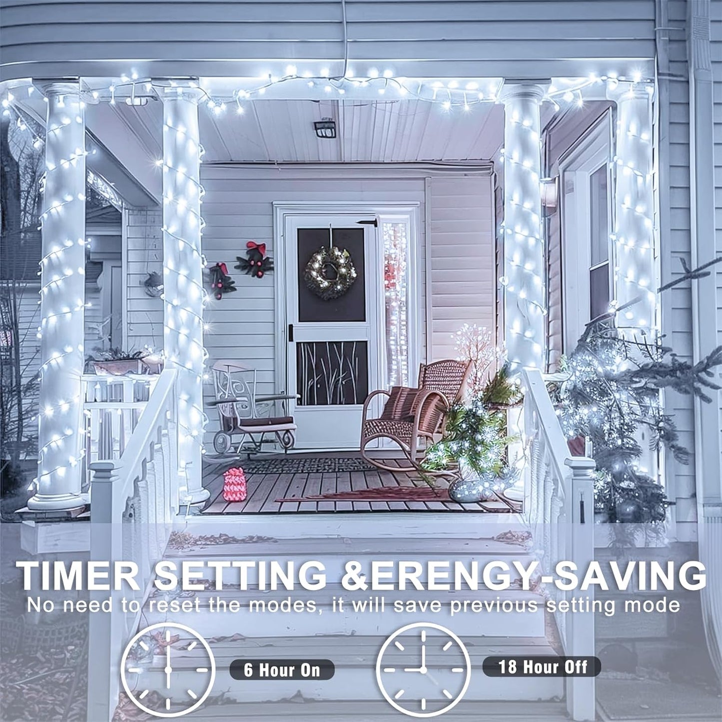 250 LED White Christmas Lights Outdoor, 82ft 8 Modes White Christmas String Lights Clear Wire, Plug in Twinkle Fairy Lights for Bedroom Wedding Tree Christmas Decorations