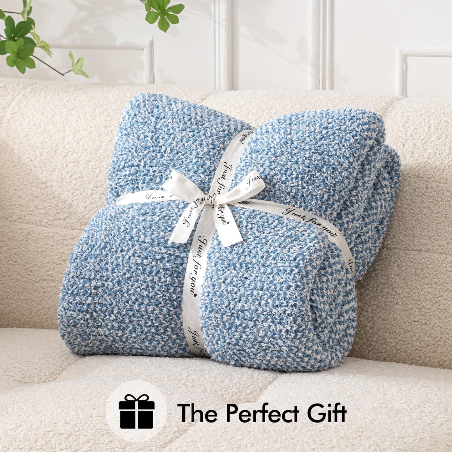 MIULEE Super Soft Throw Blanket for Couch, Blue Cozy Fluffy Warm Blankets Knit Throw Blankets for Sofa, Bed, Chair, Living Room, Camping, Picnic, 50 x 60 inch