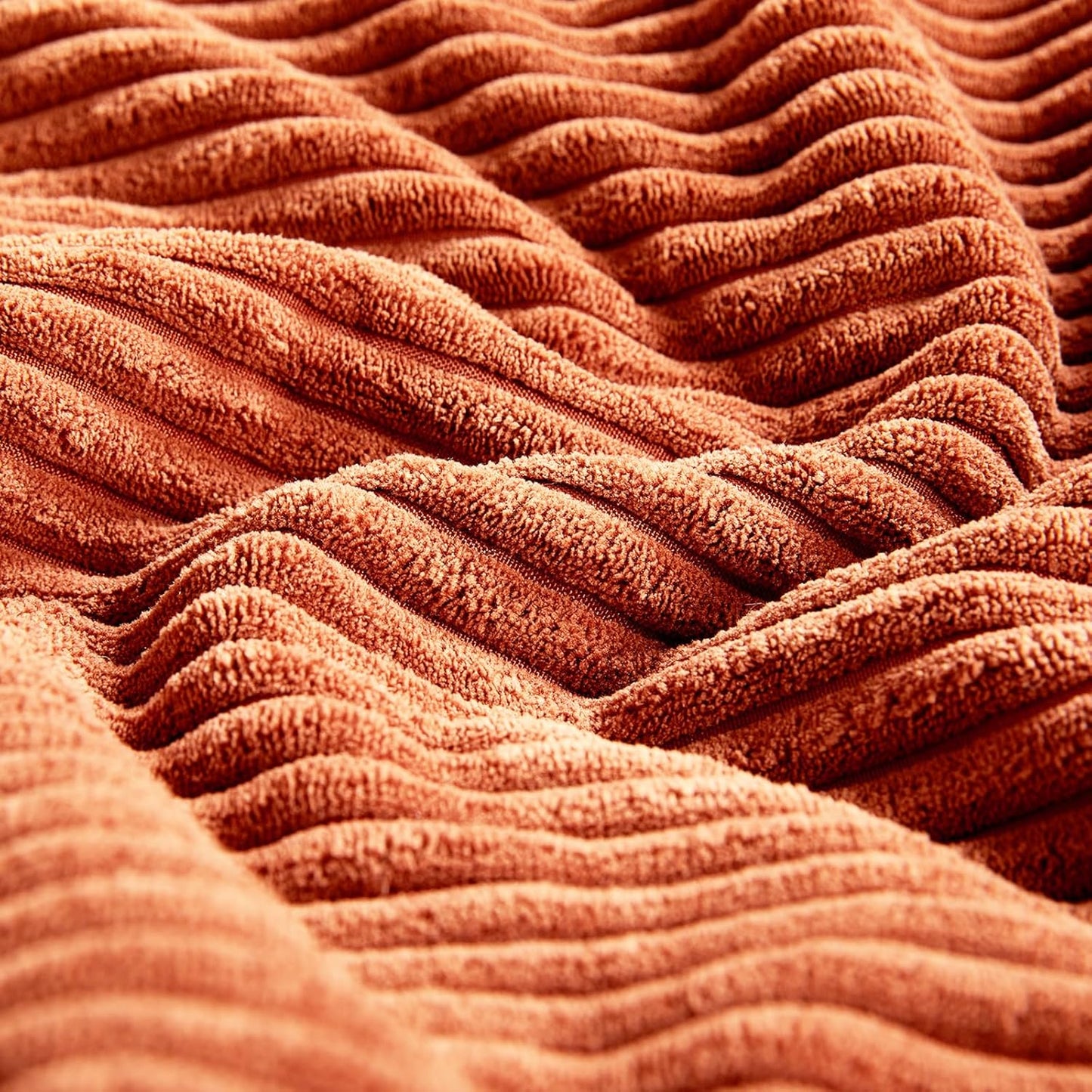 Fancy Homi Set of 2 Burnt Orange Decorative Throw Pillow Covers 22x22 Inch for Living Room Couch Bed, Boho Farmhouse Fall Home Decor, Soft Corss Corduroy Patchwork Textured Cushion Case 55x55 cm