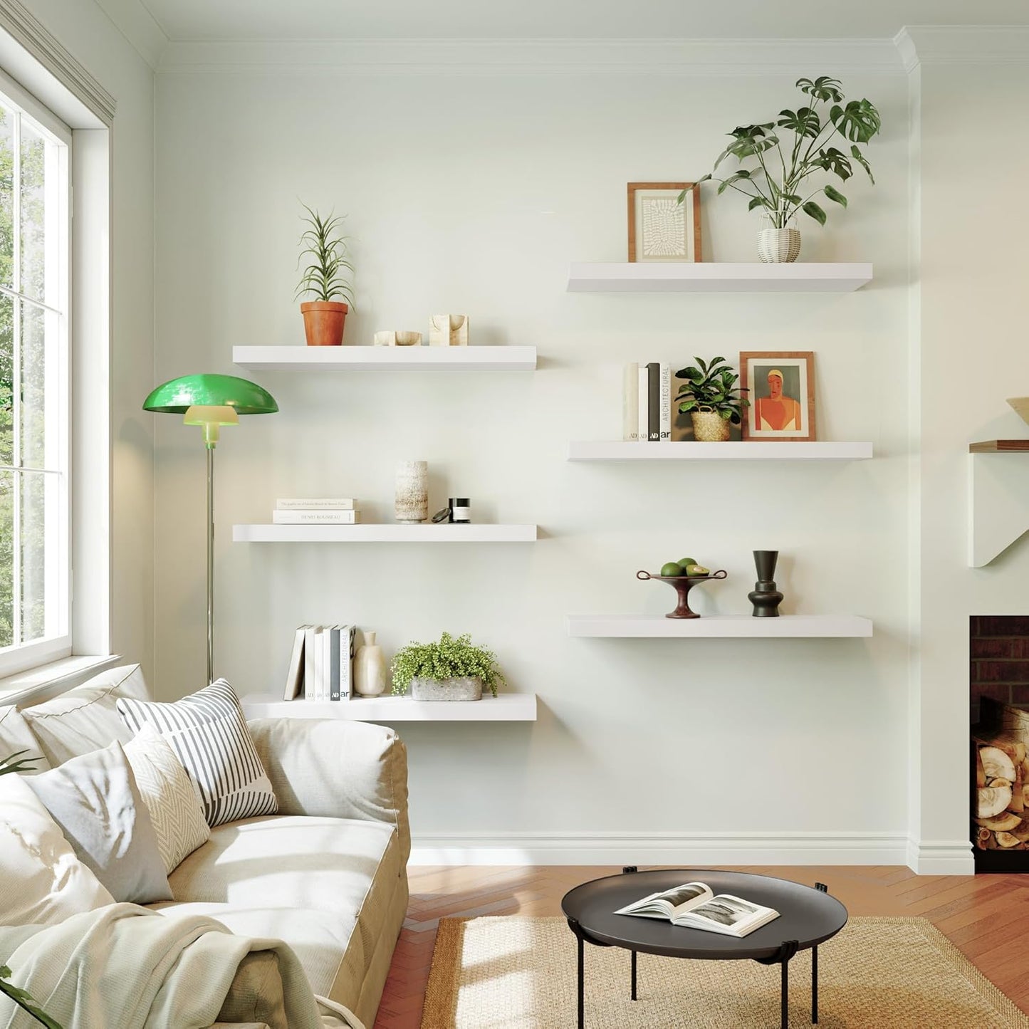 Large Floating Shelves for Wall Set of 1 Wooden Wall Shelves 24 in x 12.75 in x 2 in Room Decor Long Shelf with Invisible Wall Mount Bracket for Bedroom Kitchen Living Room White