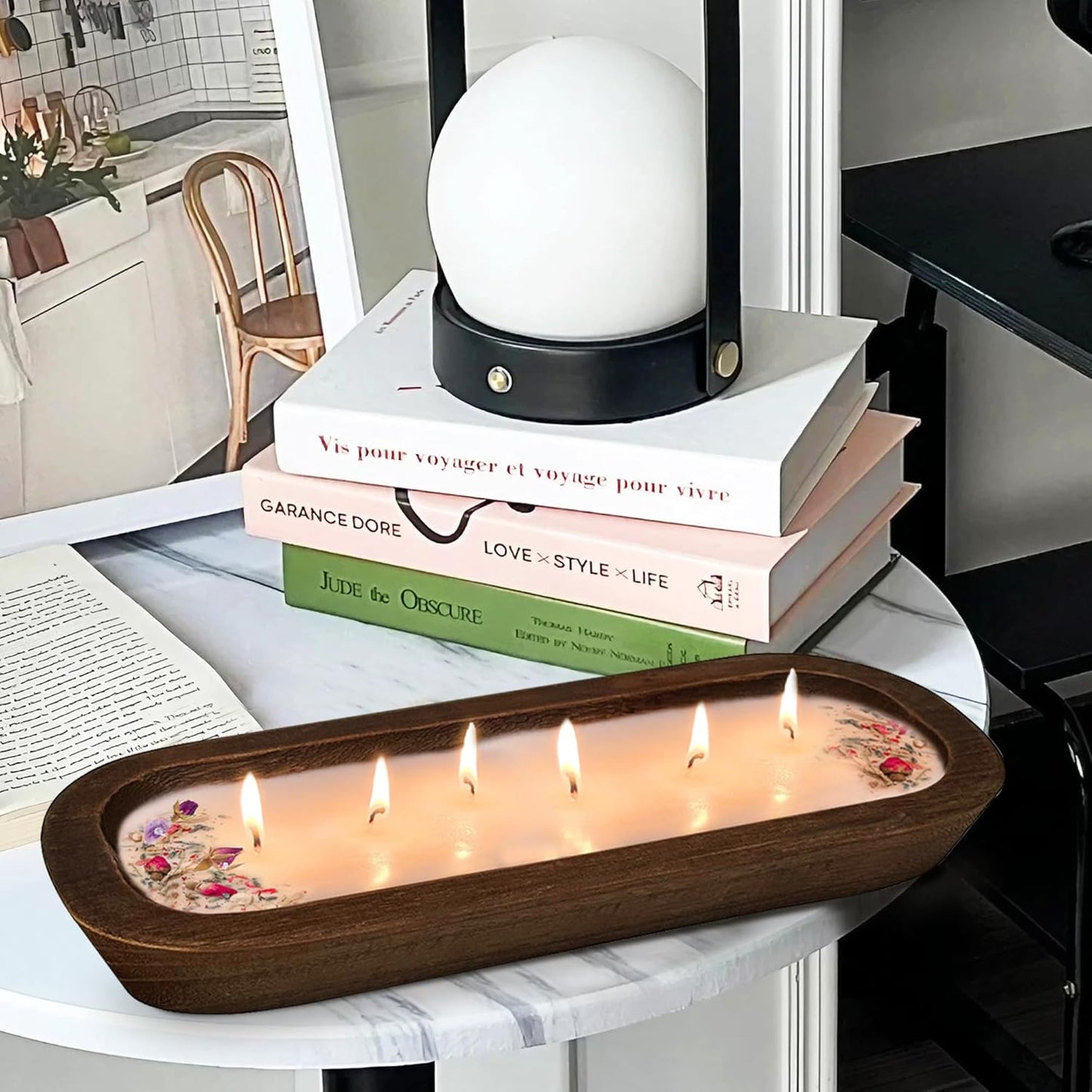 Royxen 8 Pack Dough Bowl for Candle, Wooden Dough Bowls Paulownia, Rustic Bowl Vintage, Bowls for Candle, 14.5 x 5.5 Inch, Brown