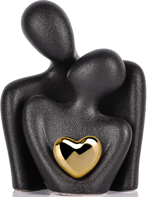 Mini Couple Statue Tv Stand Decor Items for Living Room,Bedroom Decor for Couples Sculpture Knick Knacks for Shelves,Gold Gifts for Valentine Anniversary Birthday,4.72in Show Pieces for Home Decor