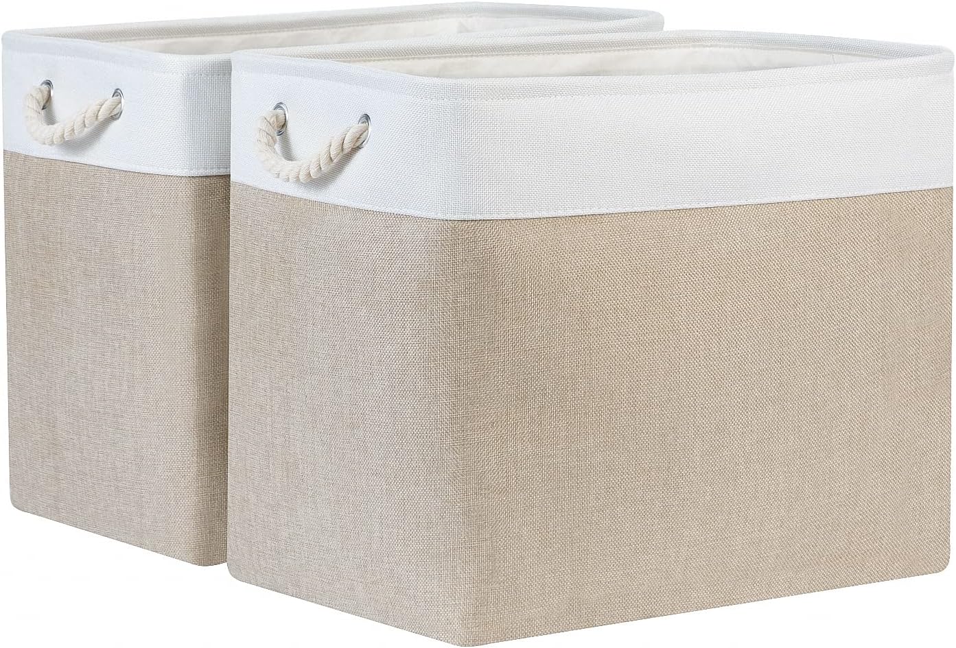 Bidtakay Storage Baskets for Shelves 17x12x15 in Beige Clothes Bins Storage for Closet Set of 2 Large Organization Baskets for Bedroom Blankets Dog Toy Basket Nursery Baby Baskets with Handles